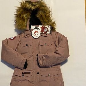 Canada goose weather gear. Color is Dusty rose Size: L(14/16) Style: Parka coat